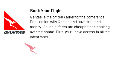 Qantas booking SNAICC conference 2010